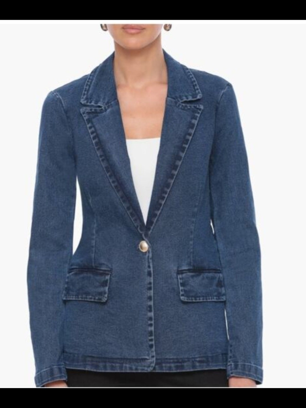 Bagatelle Indigo Blue Single-Button Denim Blazer